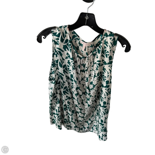 Blouse Sleeveless By Rebecca Taylor In Green & White, Size: L