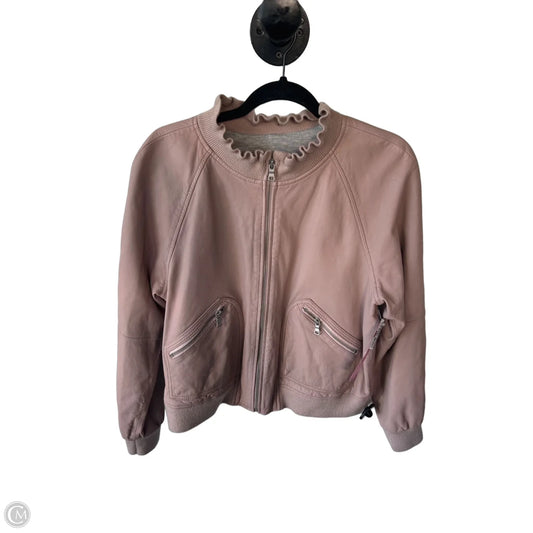 Jacket Moto Leather By Rebecca Taylor In Pink, Size: L
