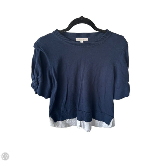Sweater Short Sleeve By Design History In Blue & White, Size: Xl