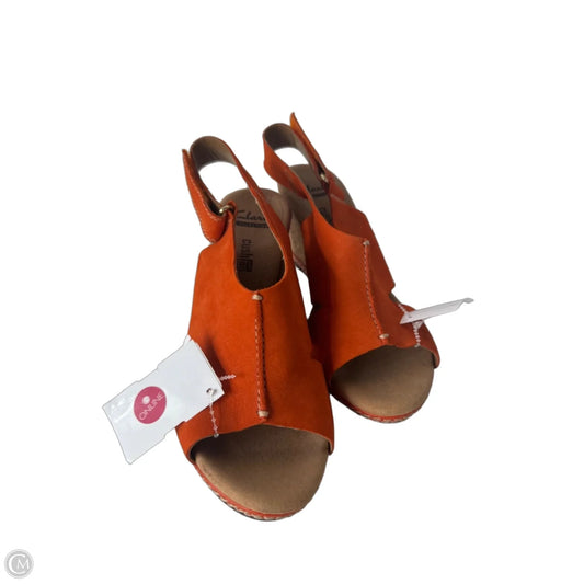 Sandals Heels Wedge By Clarks In Orange, Size: 6