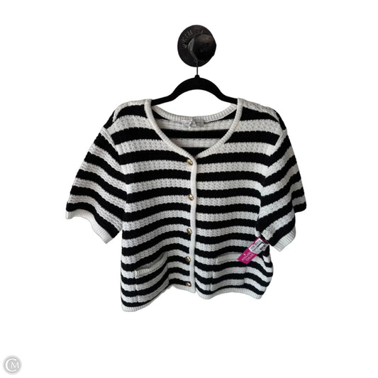 Sweater Cardigan By Free Assembly In Black & White, Size: Xxl