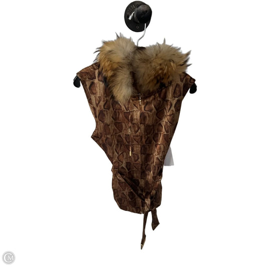 Vest Luxury Designer By St John Collection In Brown & Gold, Size: M