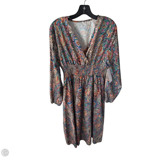 Dress Casual Midi By Cme In Brown & Orange, Size: L