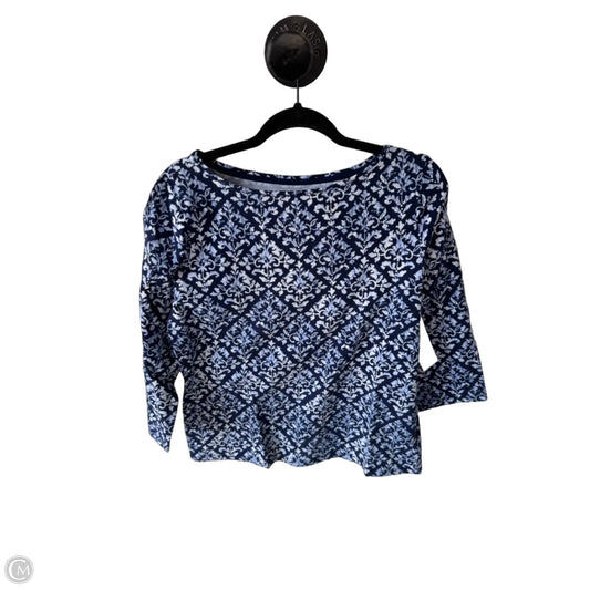 Top 3/4 Sleeve By Talbots In Blue & White, Size: L