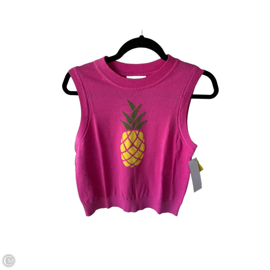 Vest Sweater By Free Assembly In Pink & Yellow, Size: L
