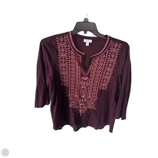 Top Long Sleeve By Pure Jill In Pink & Red, Size: Lp