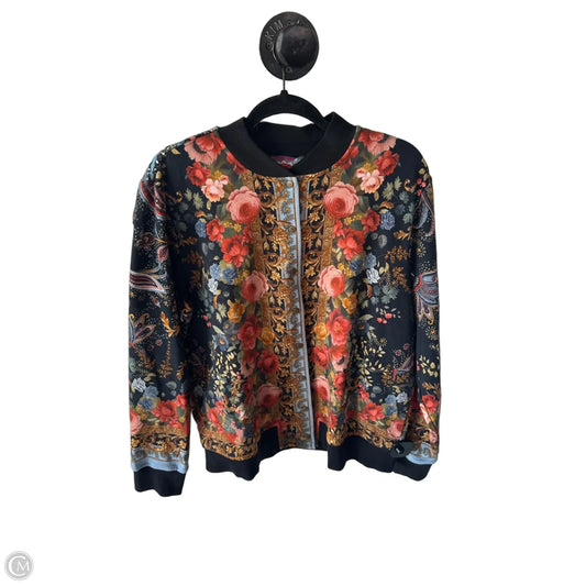 Jacket Designer By Johnny Was In Black & Orange, Size: L