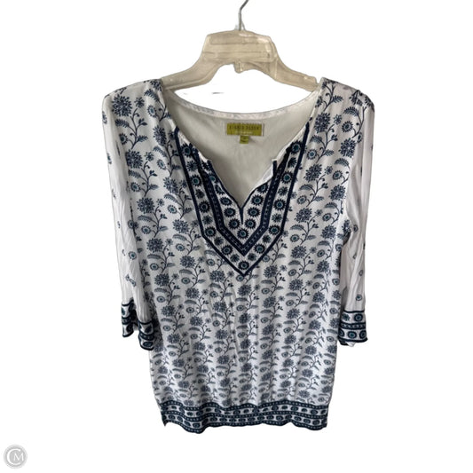 Dress Casual Midi By Sigrid Olsen In Blue & White, Size: M