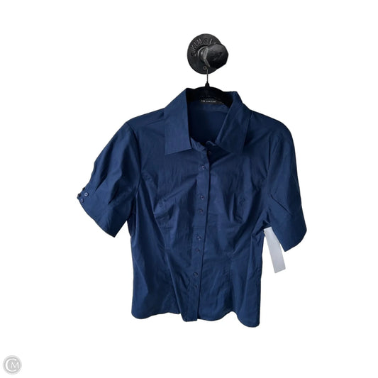 Blouse Short Sleeve By Limited In Navy, Size: L