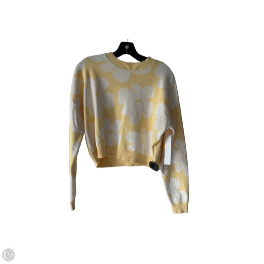 Sweater By Debut In White & Yellow, Size: M