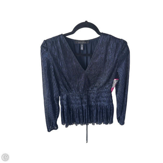 Blouse Long Sleeve By White House Black Market In Black & Blue, Size: Xxs