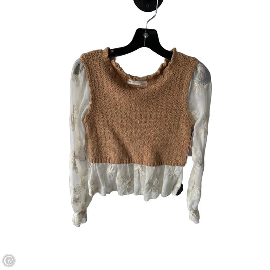 Sweater By Anthropologie In Cream & Orange, Size: Xxs