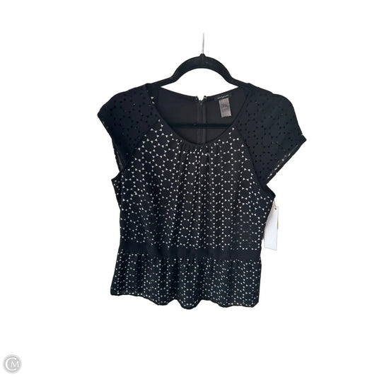Blouse Short Sleeve By Ann Taylor In Black & White, Size: M
