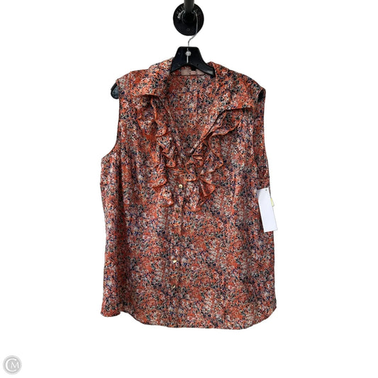 Blouse Sleeveless By Alex Marie In Orange & Purple, Size: 1x