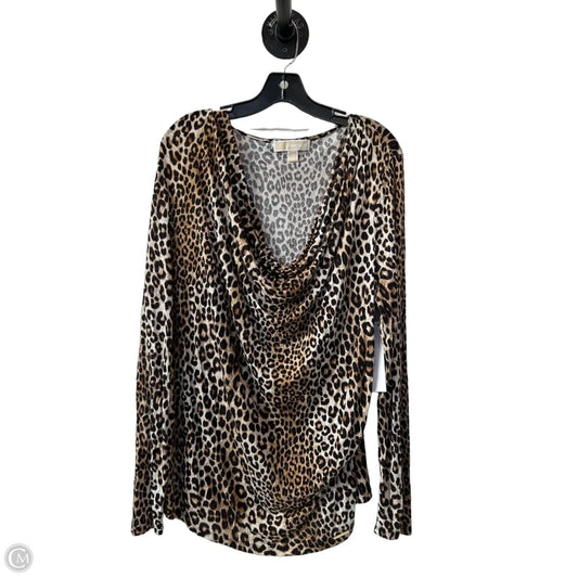 Blouse Long Sleeve By Michael By Michael Kors In Leopard Print, Size: Xl