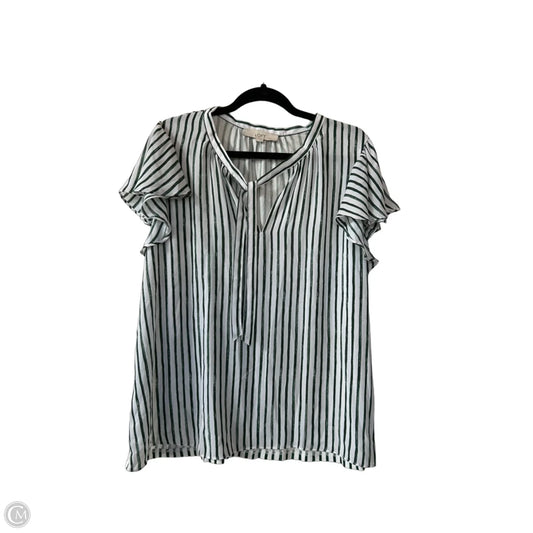 Blouse Sleeveless By Loft In Green & White, Size: Xl