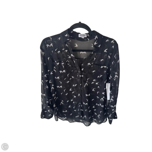 Blouse Long Sleeve By Express In Black & Cream, Size: M