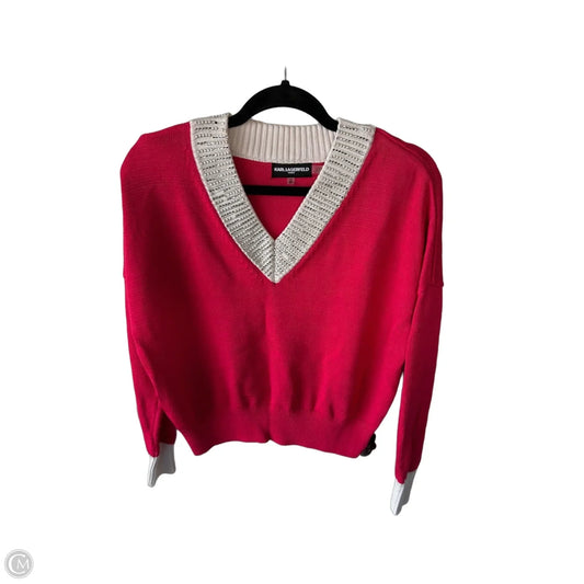 Sweater Designer By Karl Lagerfeld In Pink & White, Size: Xs