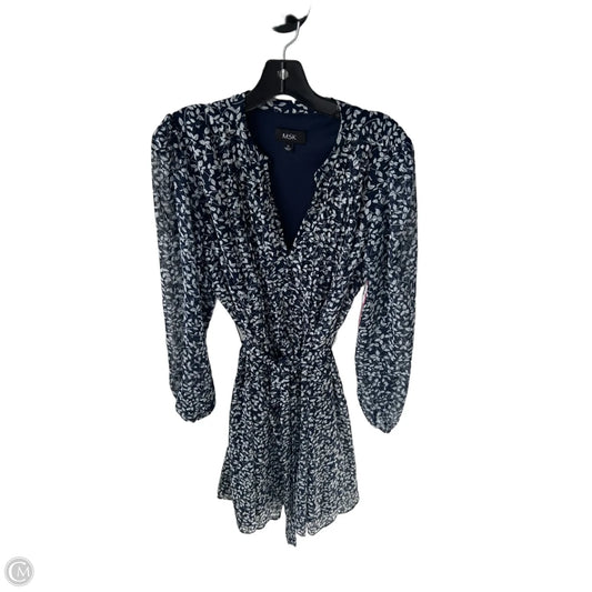 Dress Casual Midi By Msk In Blue & White, Size: L