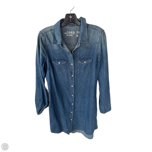 Dress Casual Midi By Gap In Blue Denim, Size: M