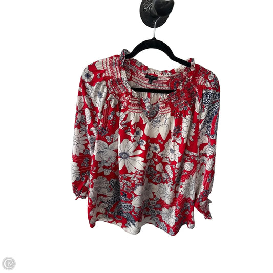 Blouse Long Sleeve By Talbots In Red & White, Size: 1x