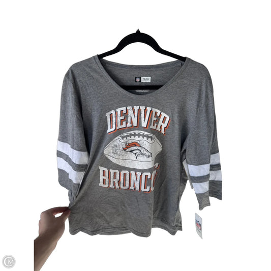Top 3/4 Sleeve Basic By Nfl In Grey & White, Size: L