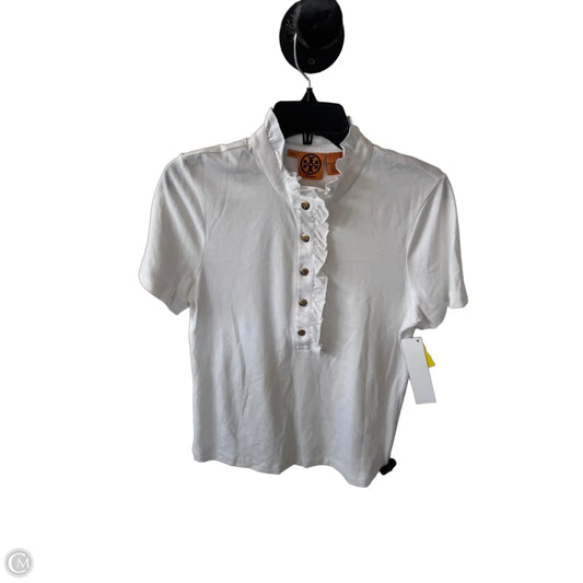 Top Short Sleeve Designer By Tory Burch In White, Size: L