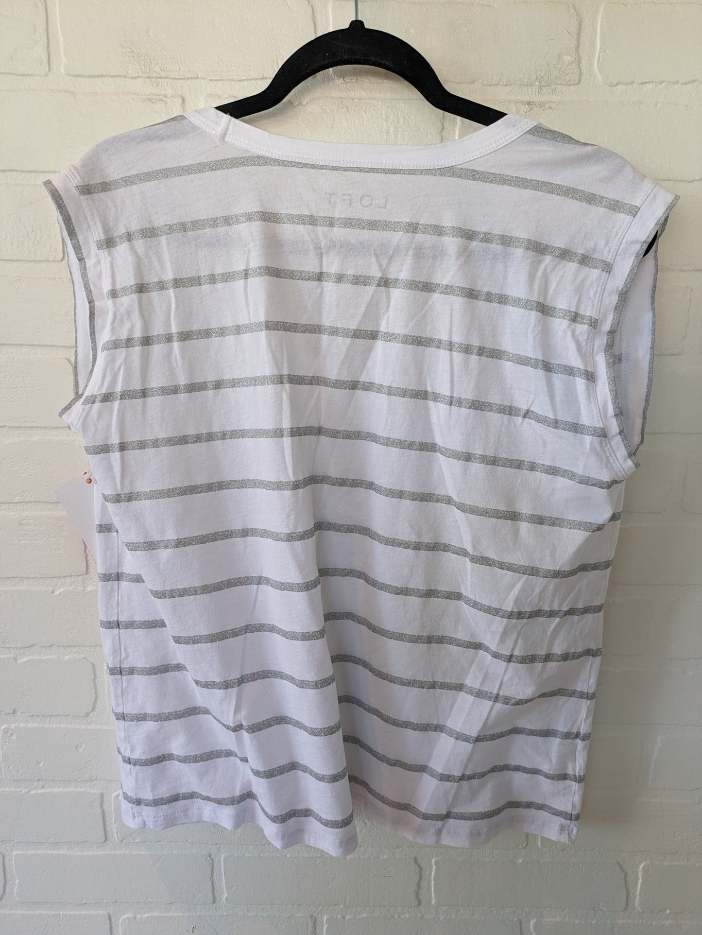 White Top Short Sleeve Basic Loft, Size L