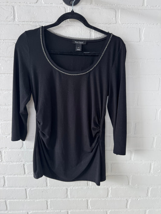 Top Long Sleeve By White House Black Market In Black Silver, Size: S