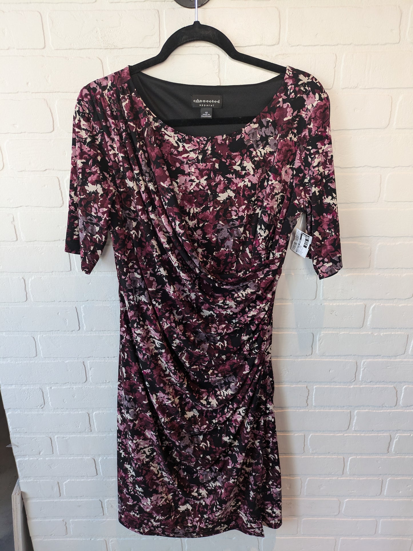 Dress Work By Connected Apparel In Black Floral, Size: L