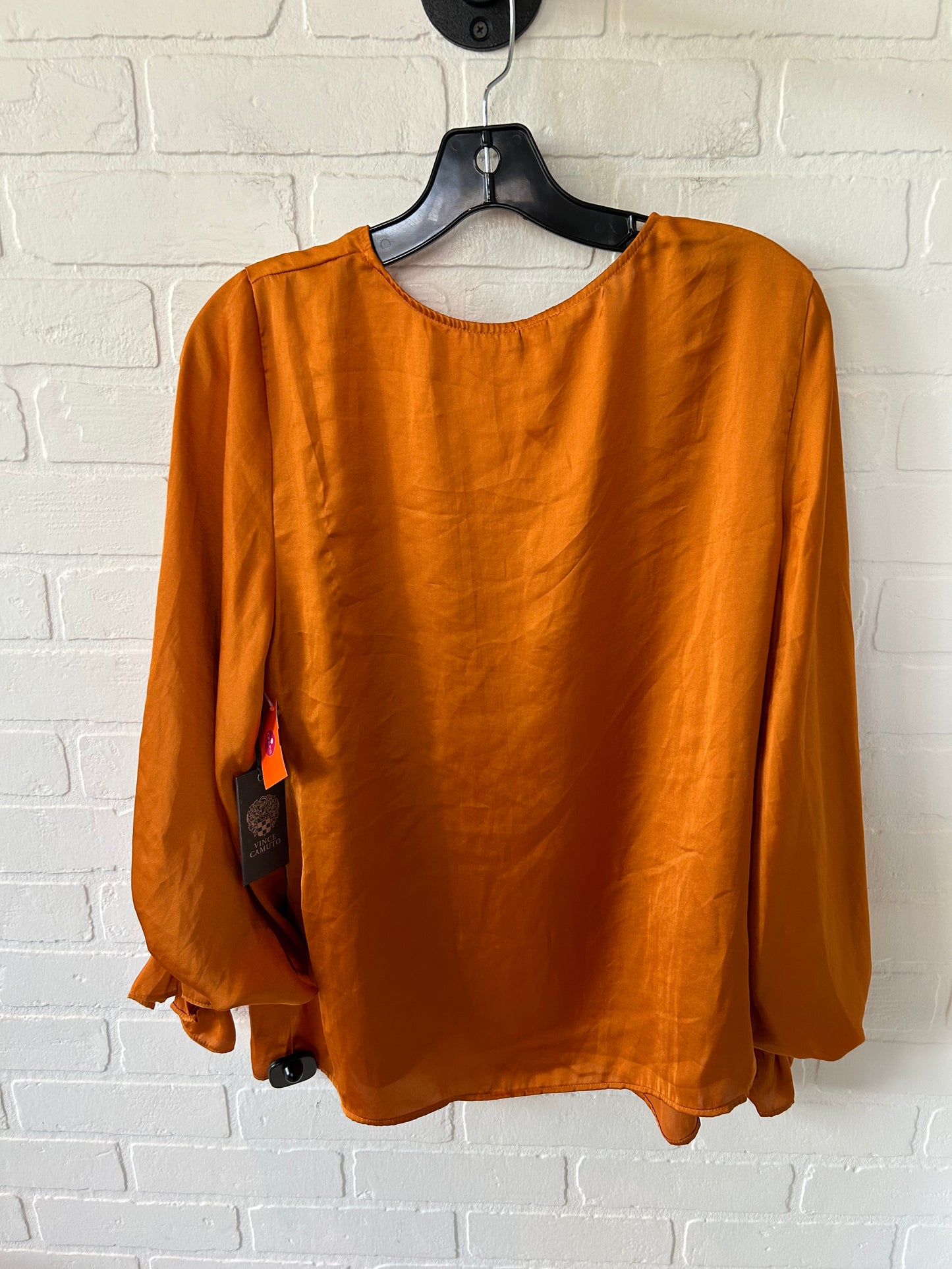 Blouse Long Sleeve By Vince Camuto In Rust, Size: L