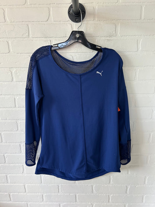 Athletic Top Long Sleeve Crewneck By Puma In Blue, Size: S