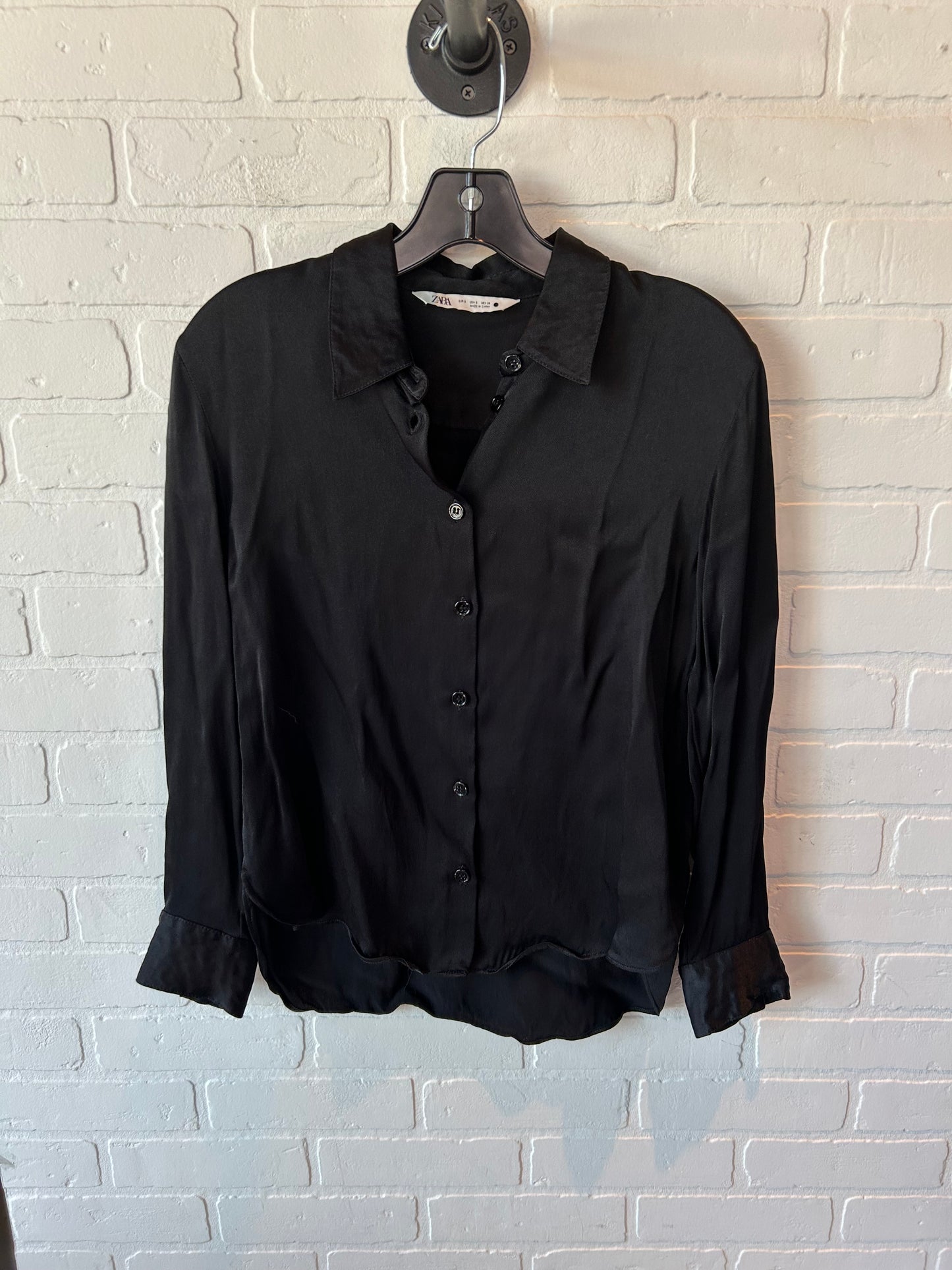 Top Long Sleeve By Zara In Black, Size: S