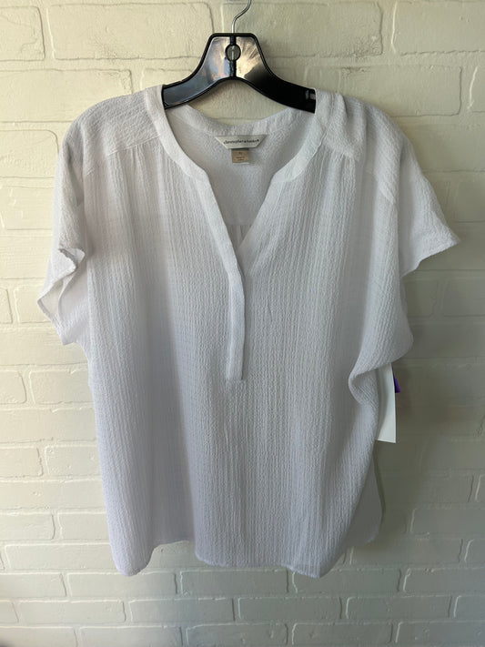 Top Short Sleeve By Christopher And Banks In White, Size: Xl