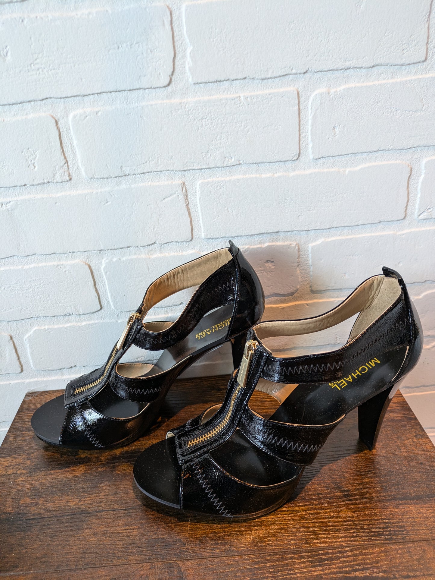 Black Sandals Heels Block Michael By Michael Kors, Size 10