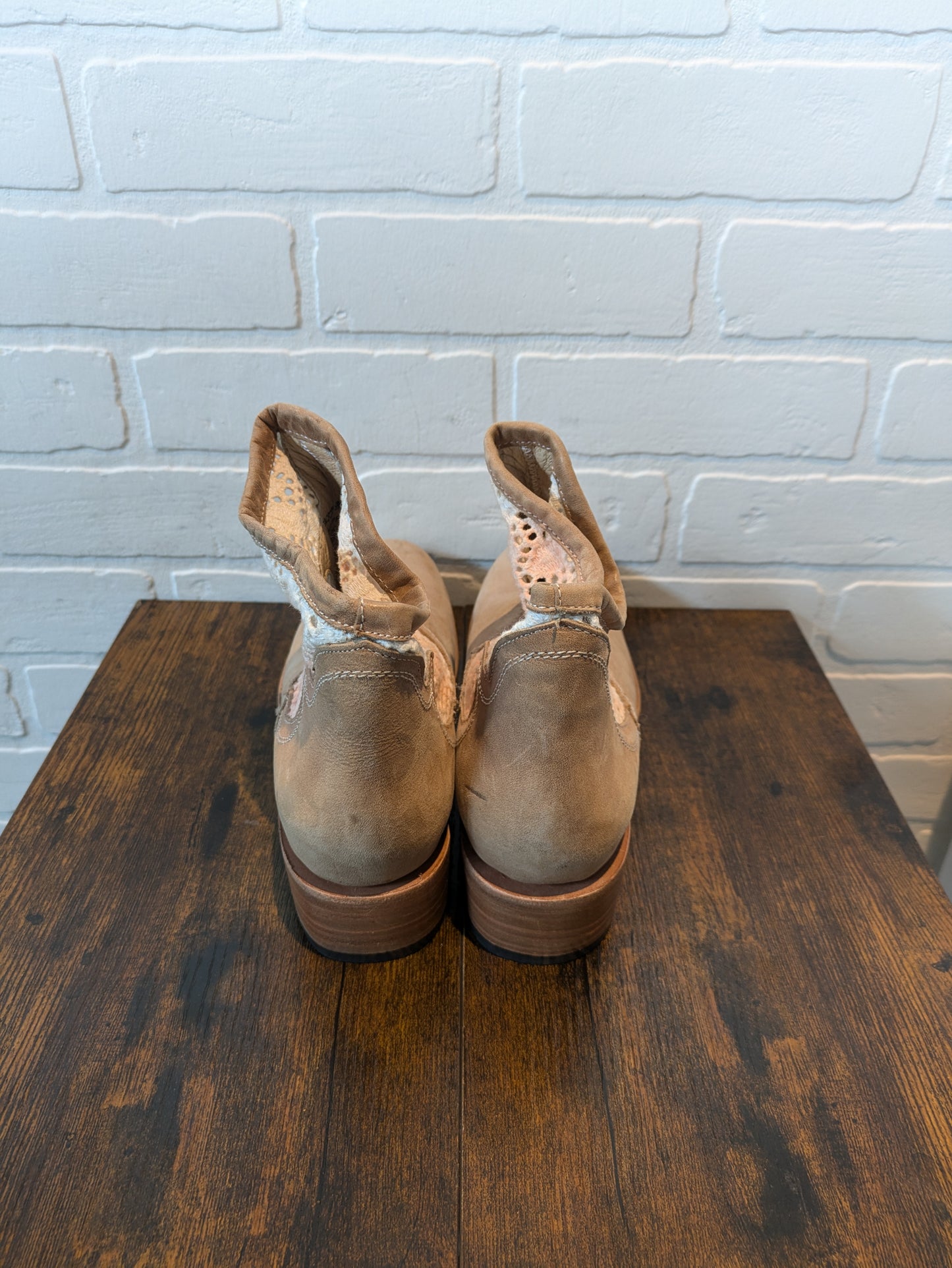 Brown Boots Ankle Heels Freebird, Size 9