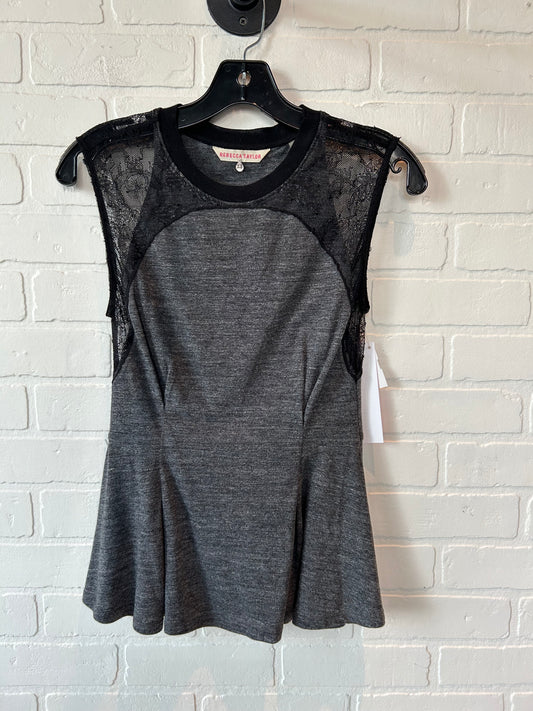 Top Short Sleeve By Rebecca Taylor In Black & Grey, Size: Xs