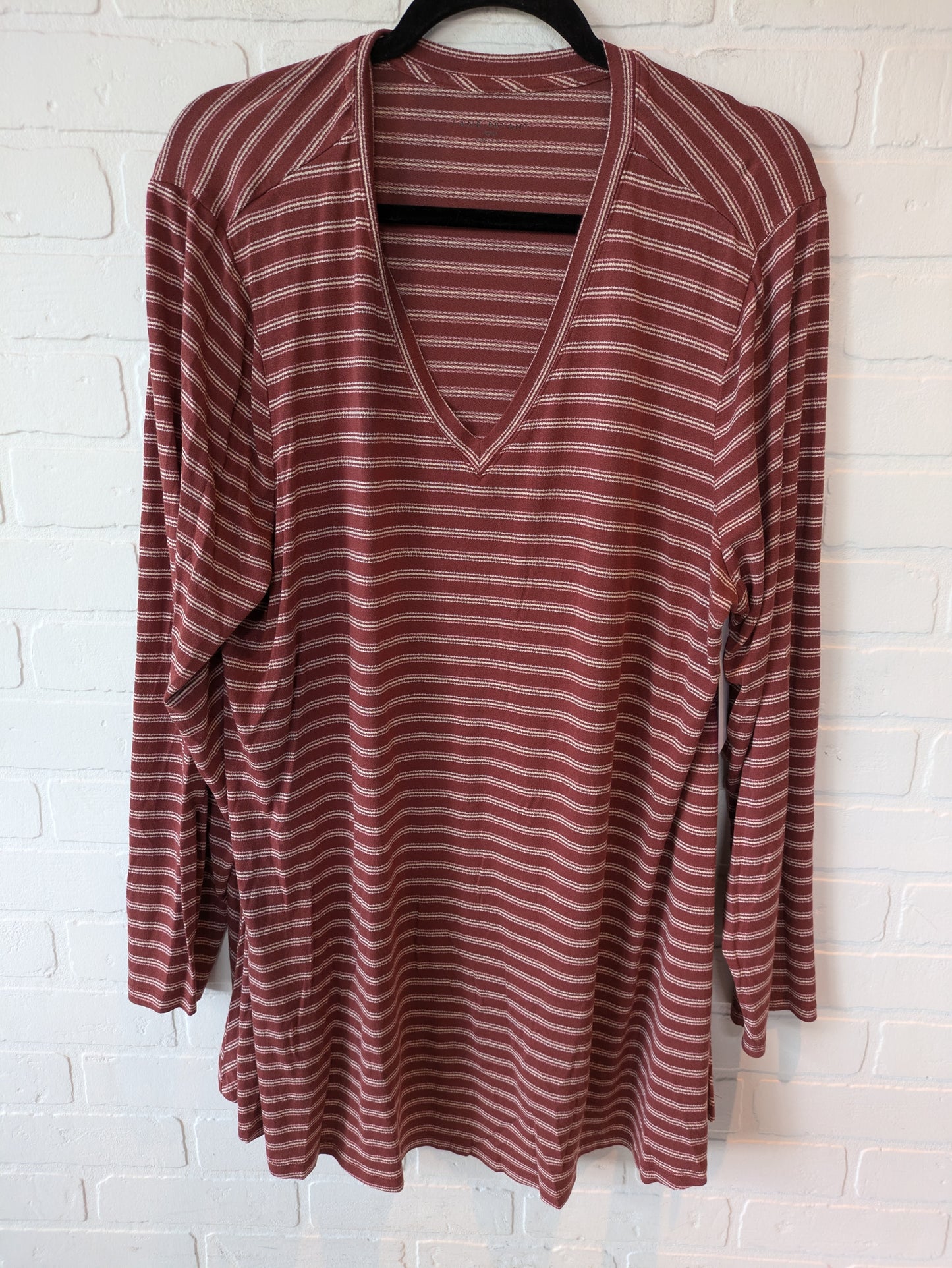 Top Long Sleeve By Lane Bryant In Red & White, Size: 3x