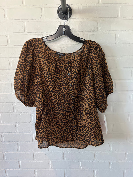 Top Short Sleeve By Madewell In Animal Print, Size: L