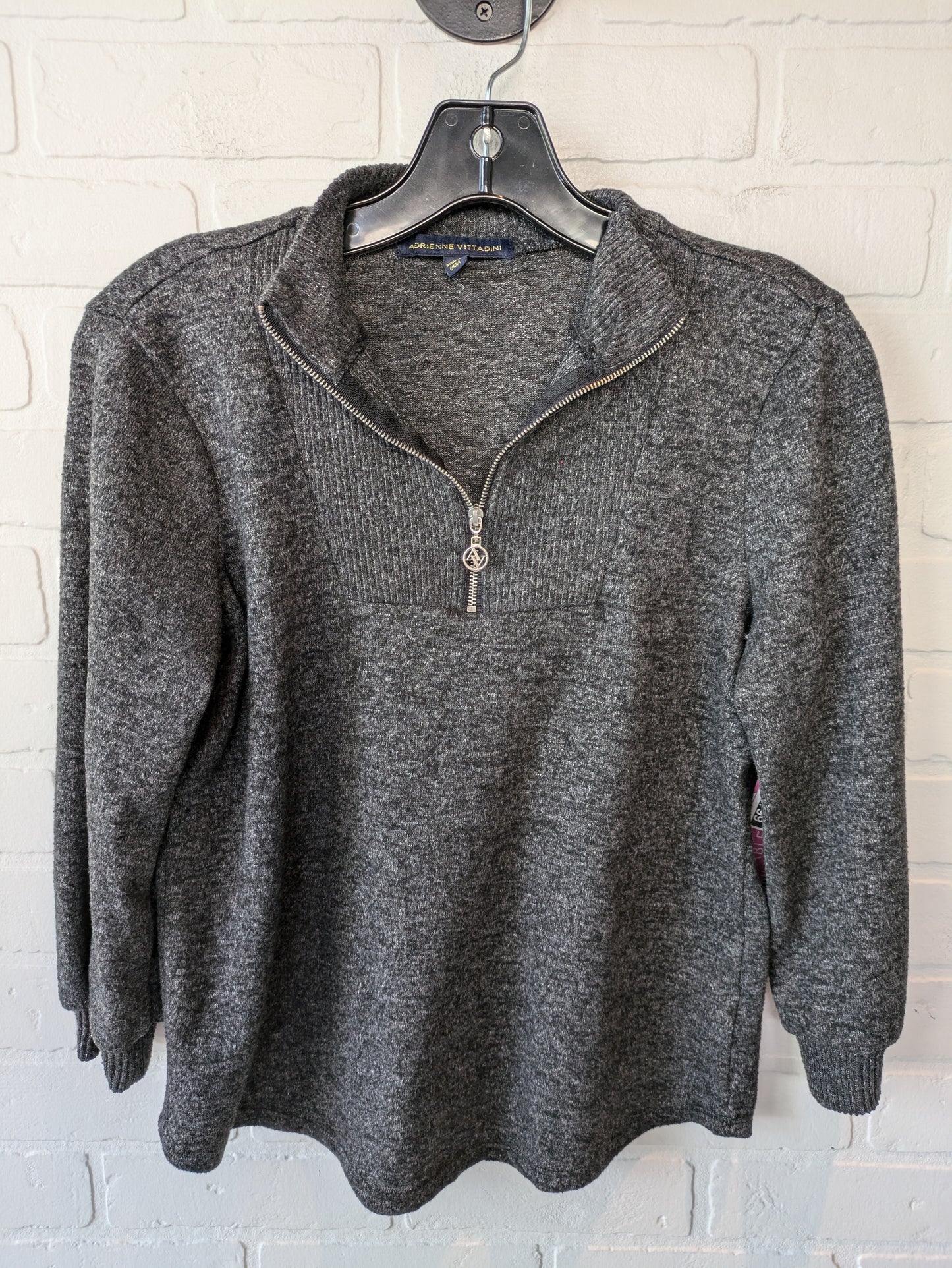 Top Long Sleeve By Adrienne Vittadini In Grey, Size: S