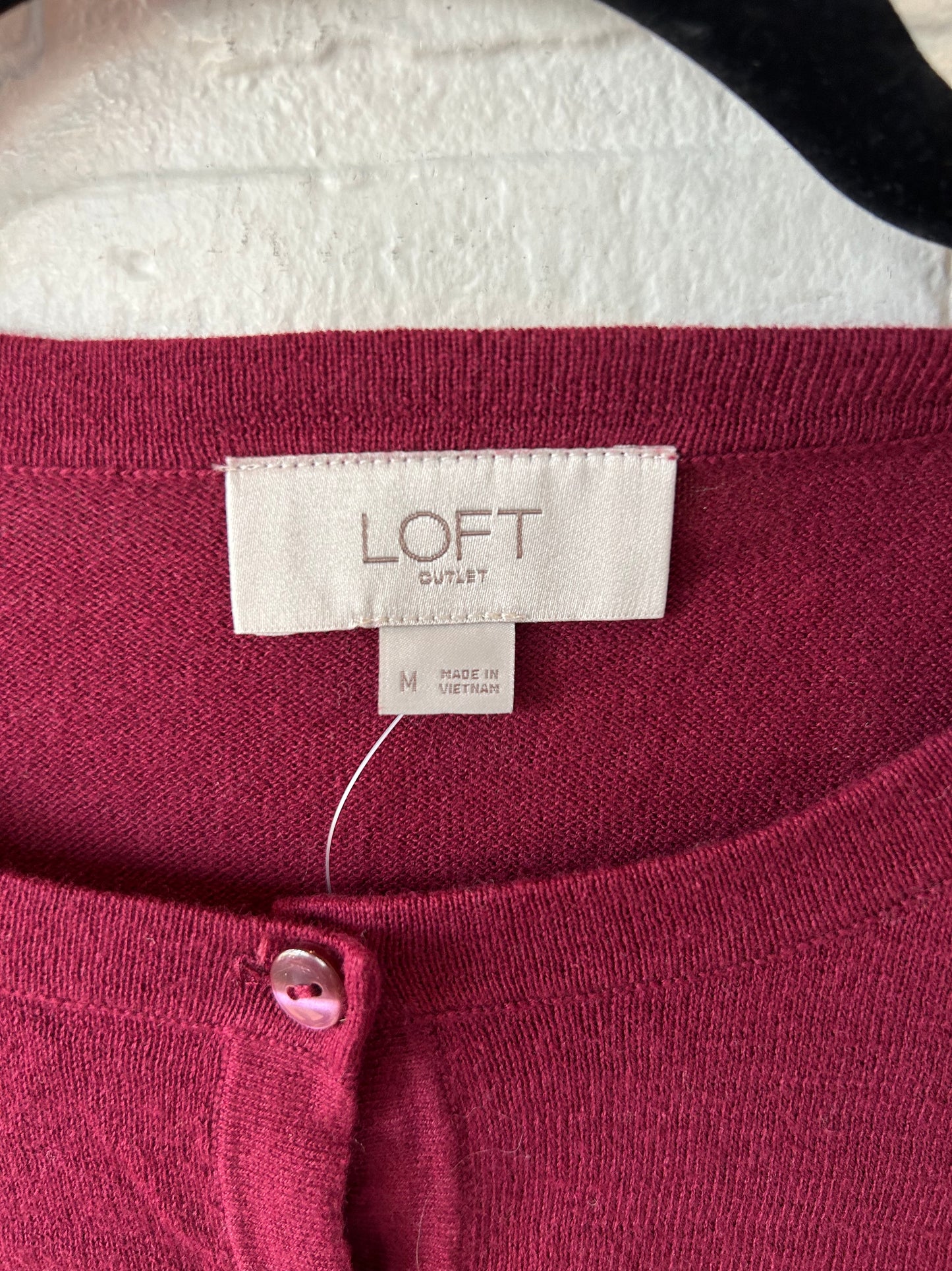 Sweater Cardigan By Loft In Red, Size: M