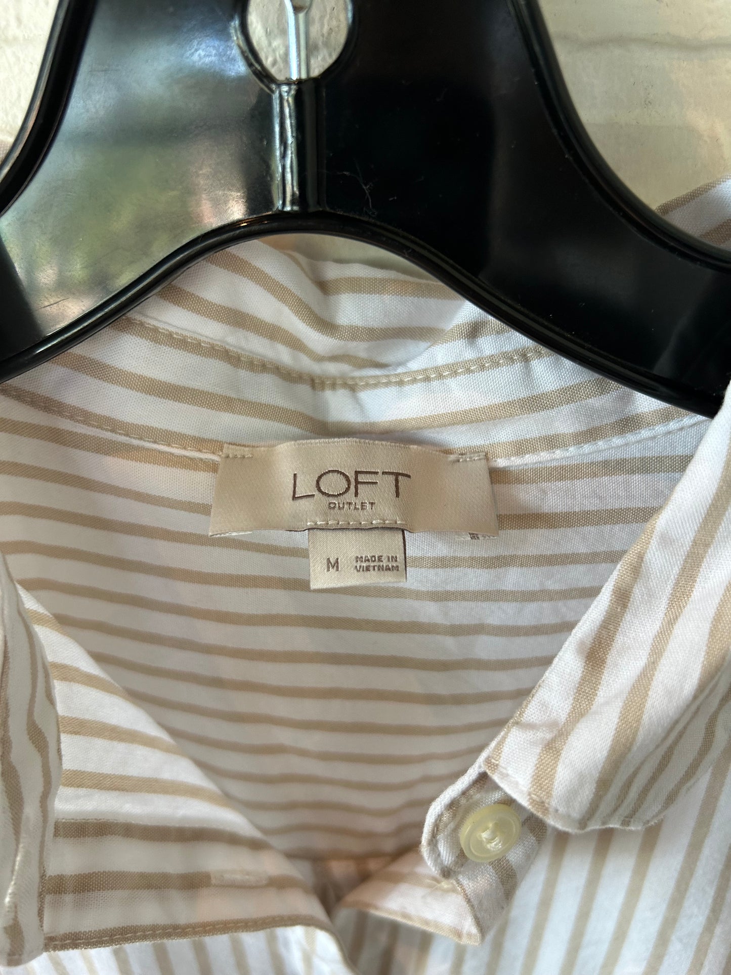 Top Long Sleeve By Loft In Brown & White, Size: M