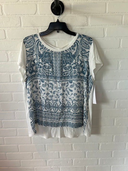 Top Short Sleeve By Ariat In Blue & White, Size: Xl