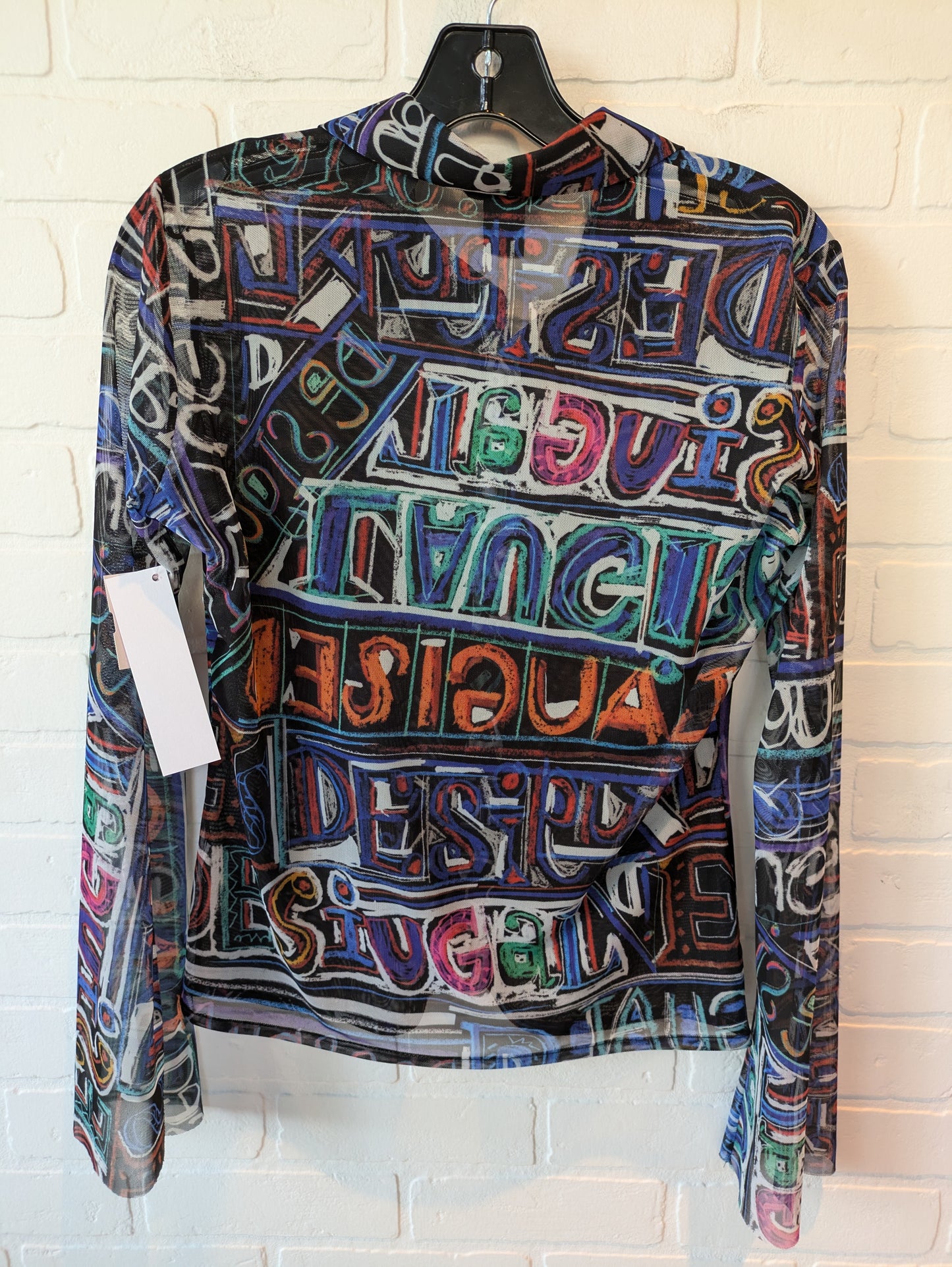 Top Long Sleeve By Desigual In Black & Blue, Size: L