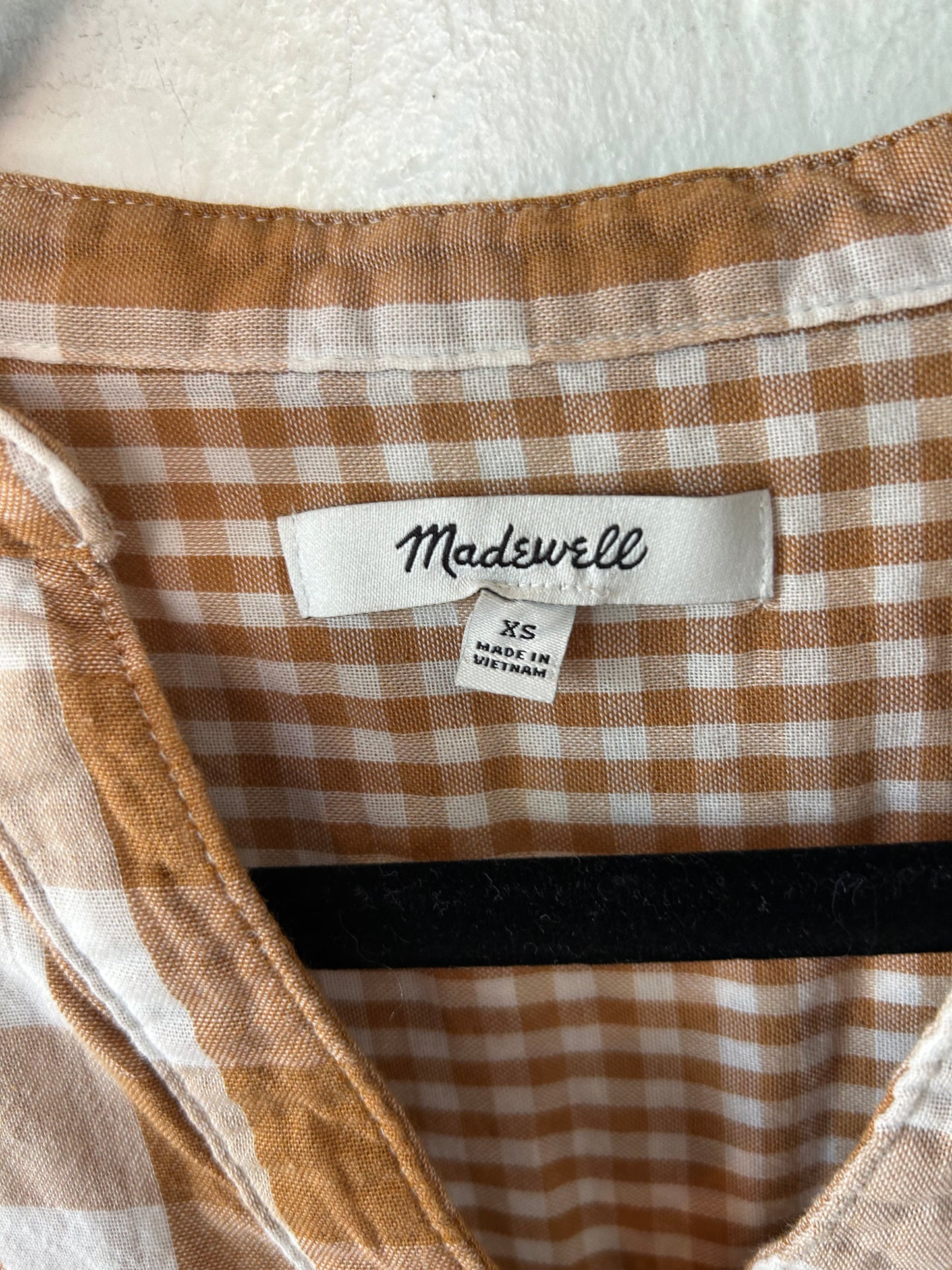 Top Short Sleeve By Madewell In Brown & White, Size: Xs