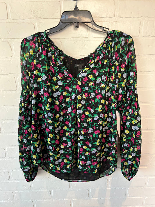 Top Long Sleeve By Ann Taylor In Black & Green, Size: S