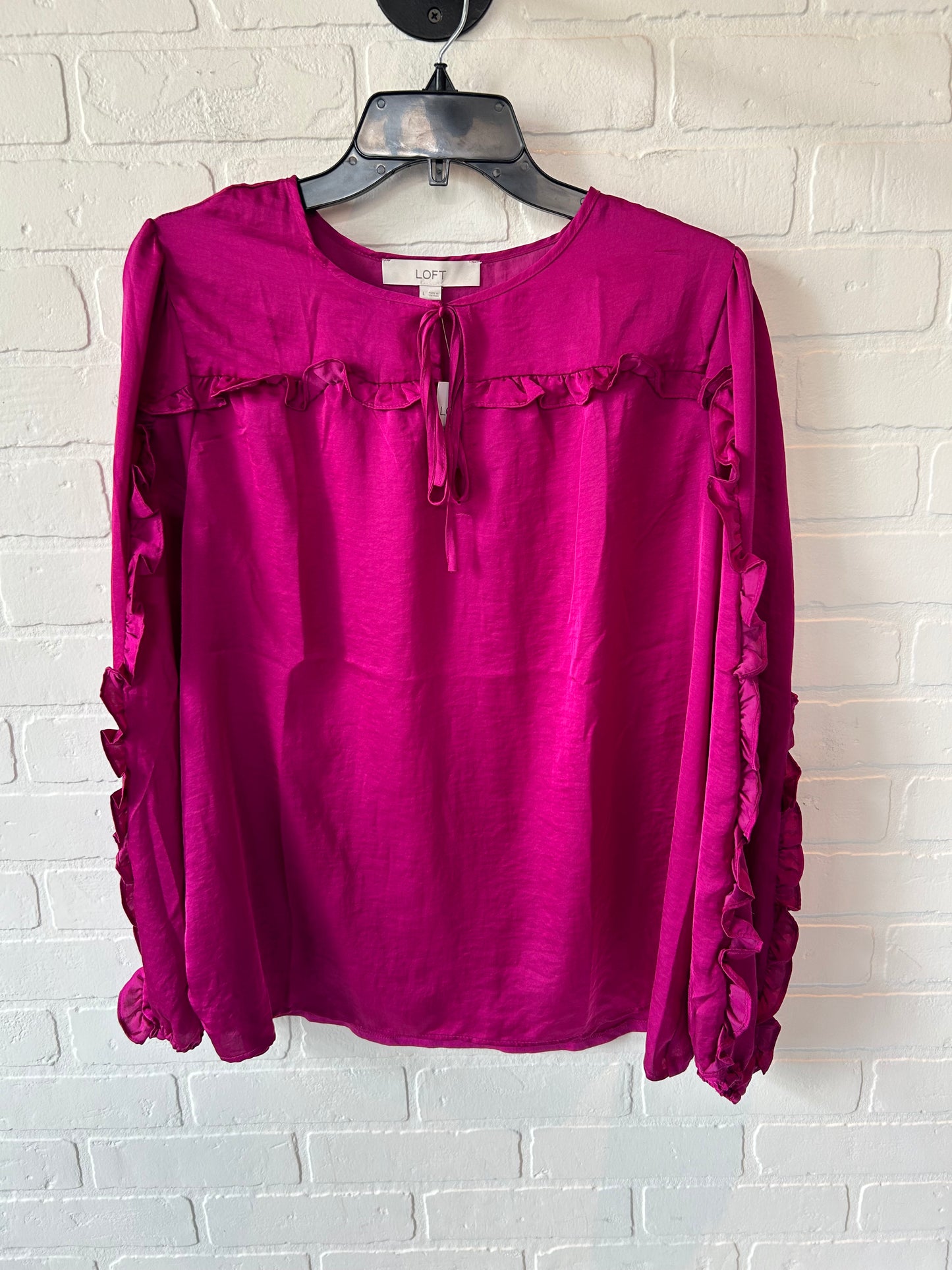 Top Long Sleeve By Loft In Pink, Size: L