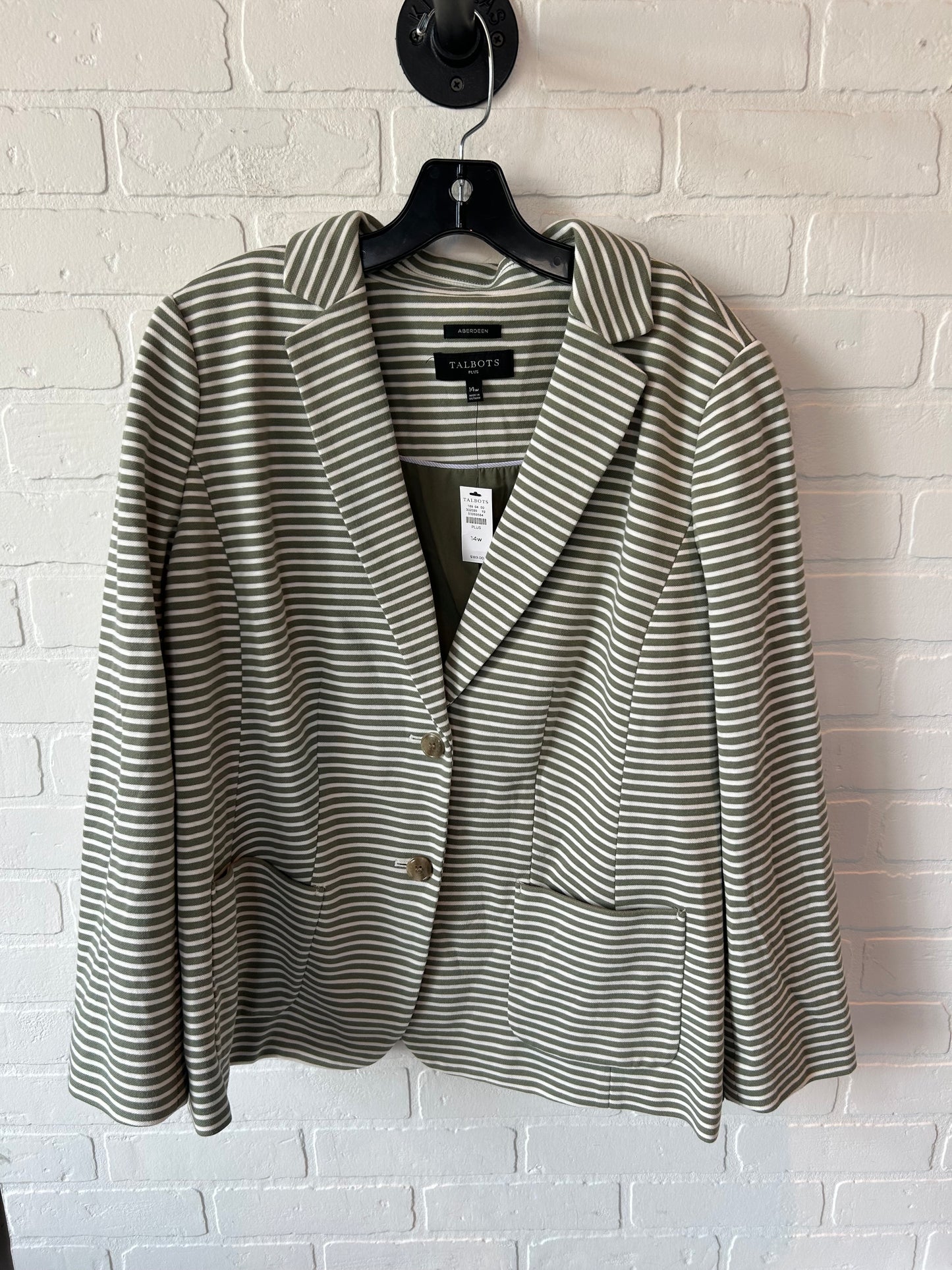 Blazer By Talbots In Green & White, Size: Xl