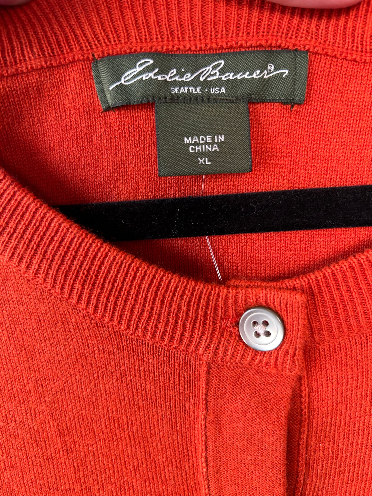 Sweater Cardigan By Eddie Bauer In Orange, Size: Xl