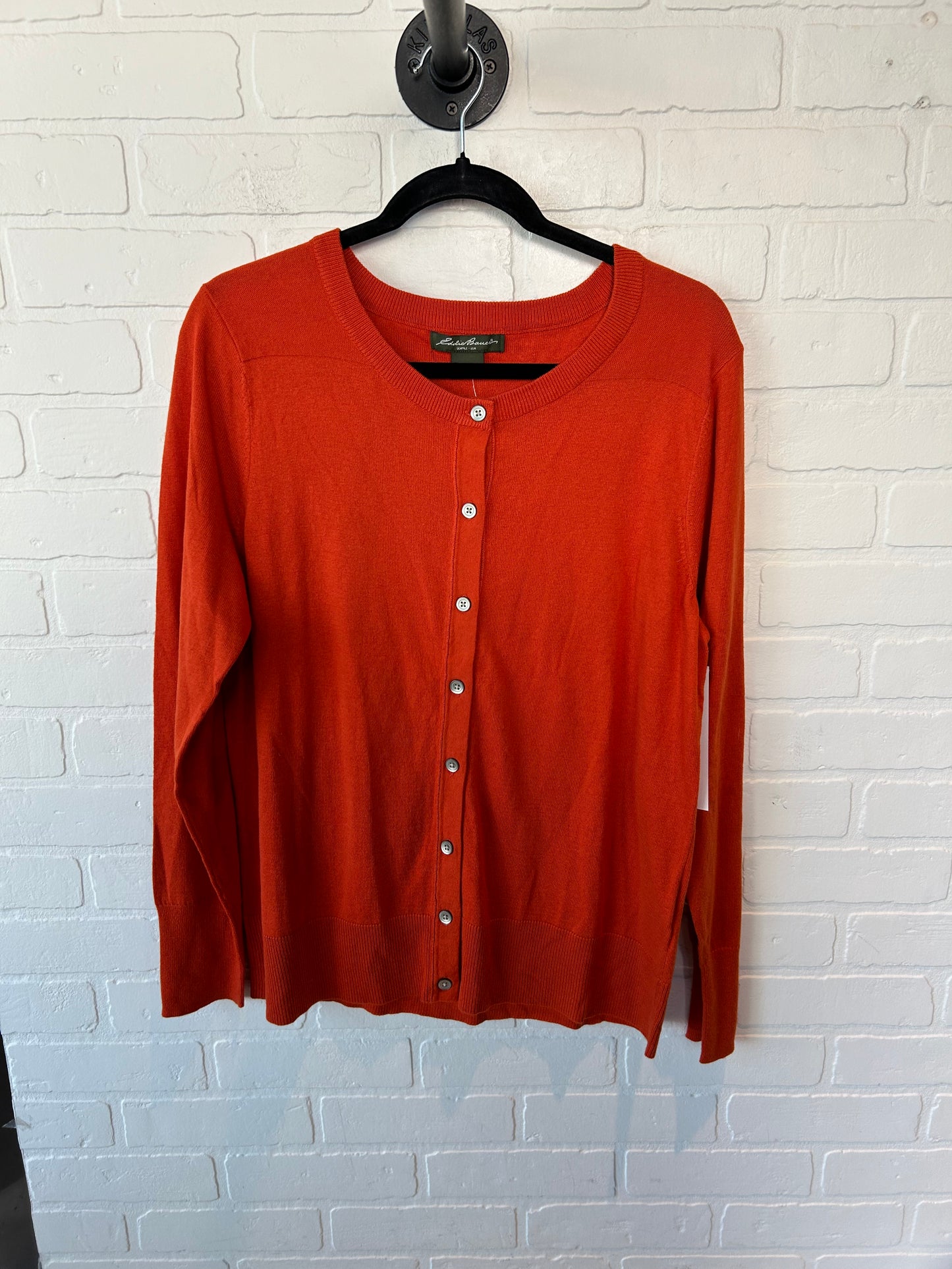 Sweater Cardigan By Eddie Bauer In Orange, Size: Xl